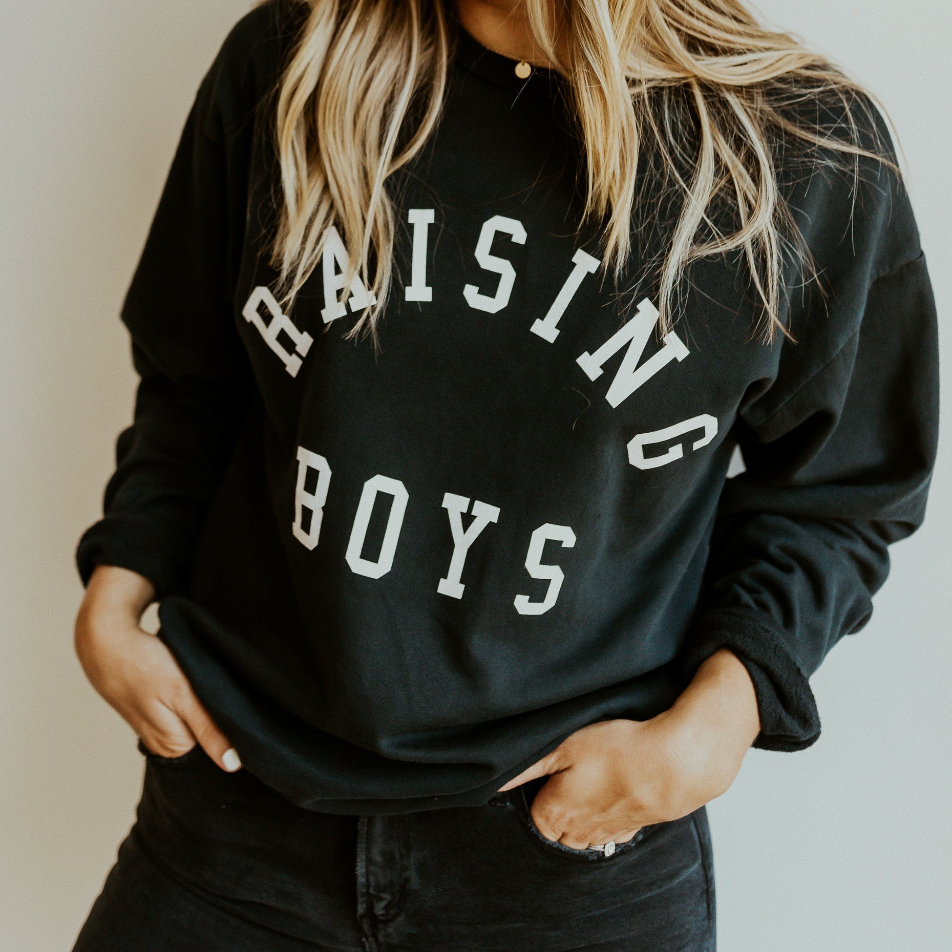 Women's Black "Raising Boys®" Everyday Sweatshirt - Ford And Wyatt